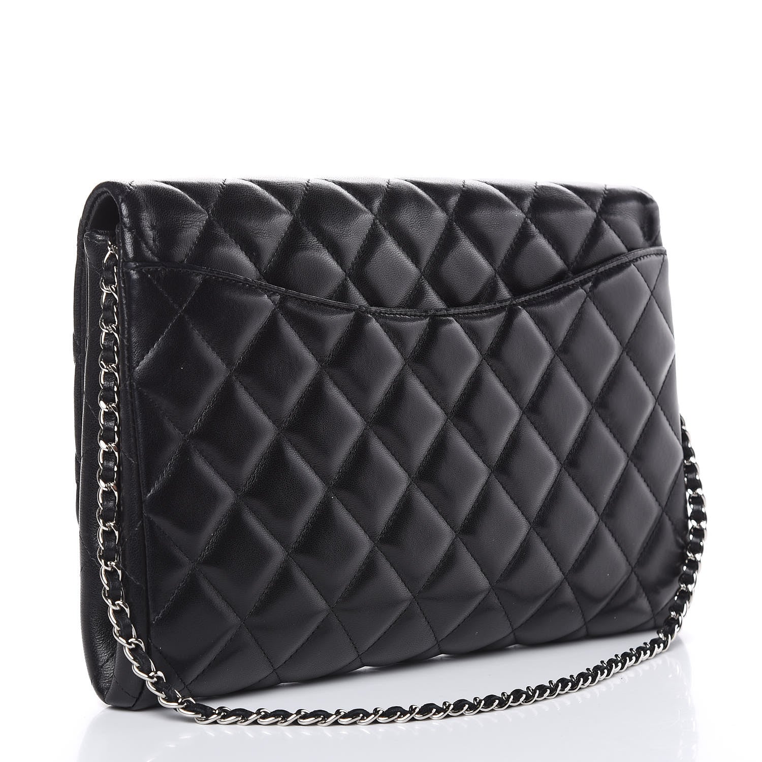 Chanel Lambskin Quilted Clutch With Chain Flap Black 3 of 11
