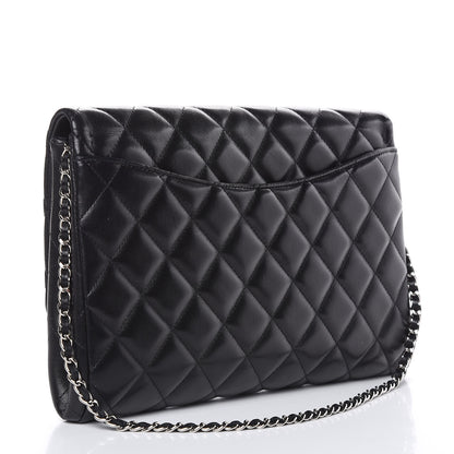 Chanel Lambskin Quilted Clutch With Chain Flap Black 3 of 11