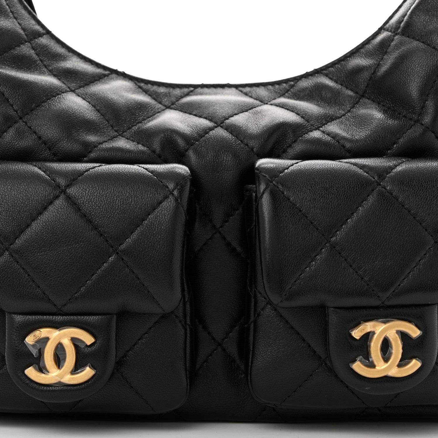 Chanel Shiny Lambskin Quilted Trendy Pockets Hobo Black 7 of 10