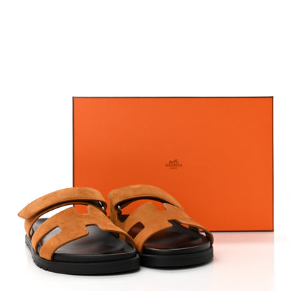 Hermes Suede Goatskin Womens Chypre Sandals 37 Naturel 10 of 10