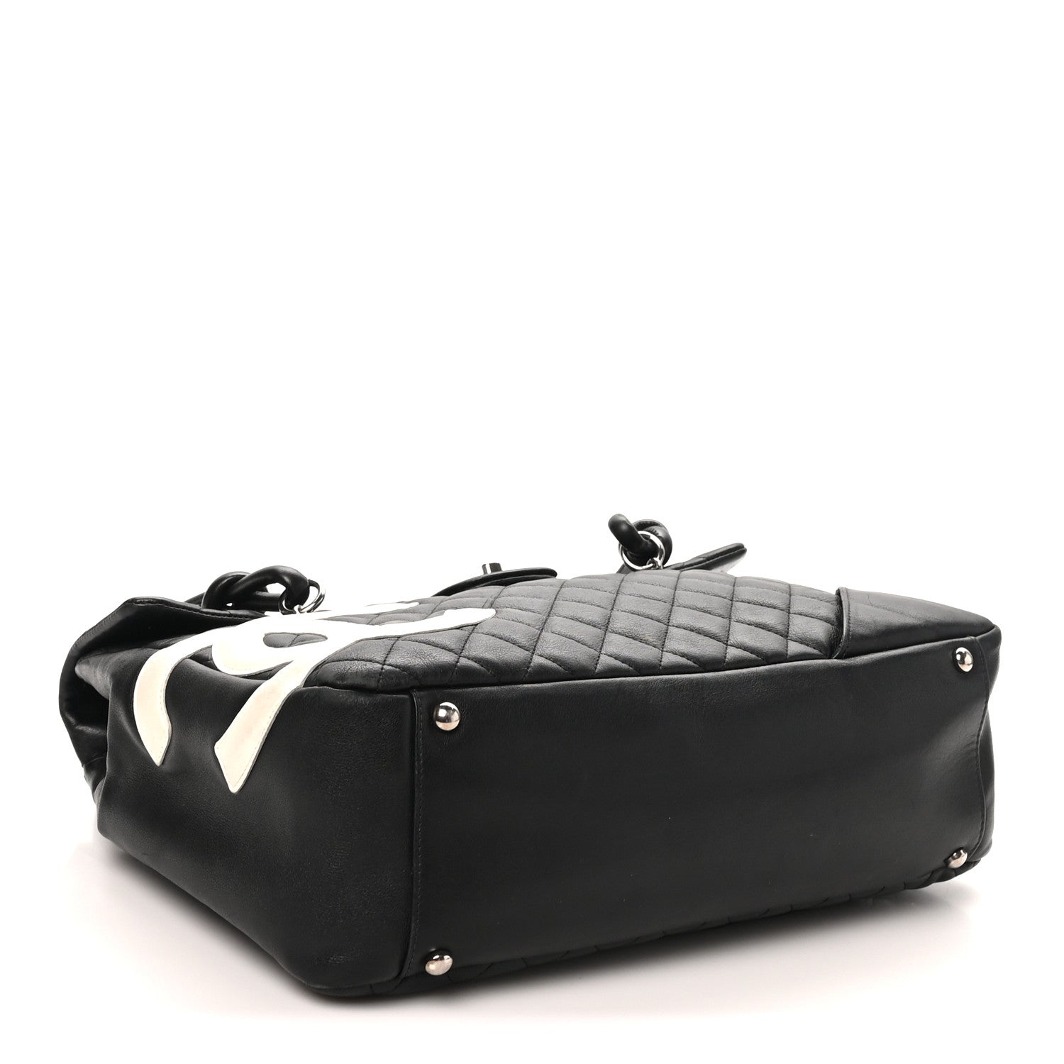 Chanel Calfskin Quilted Large Cambon Flap Black White 4 of 10