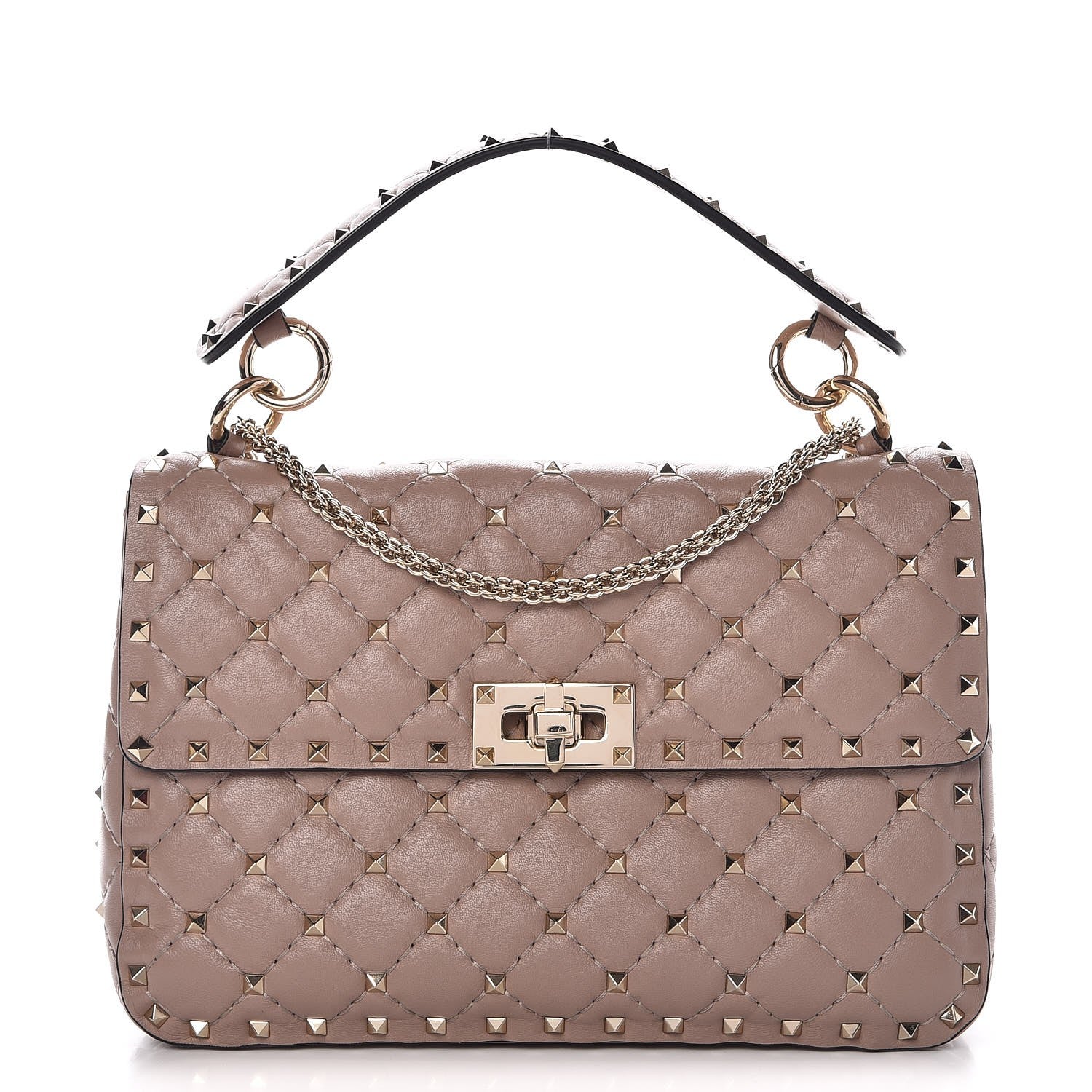 Valentino Garavani Lambskin Medium Rockstud Spike Shoulder Bag Poudre 1 of 7