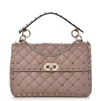 Valentino Garavani Lambskin Medium Rockstud Spike Shoulder Bag Poudre 1 of 7