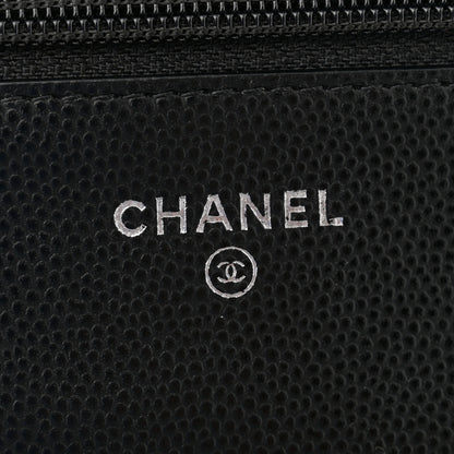 Chanel Caviar Chevron Quilted Wallet On Chain WOC Black 6 of 11