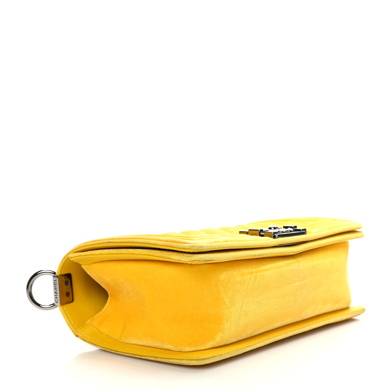 Chanel Velvet Quilted Medium Boy Flap Yellow 4 of 9