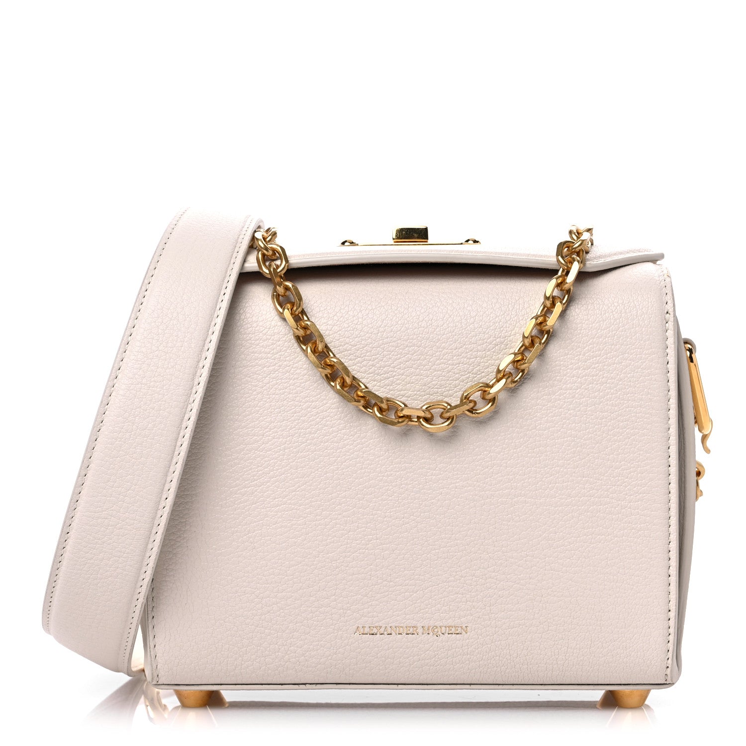 Alexander McQueen Silky Amish Grain Calfskin Box Shoulder Bag 19 Off White 1 of 14