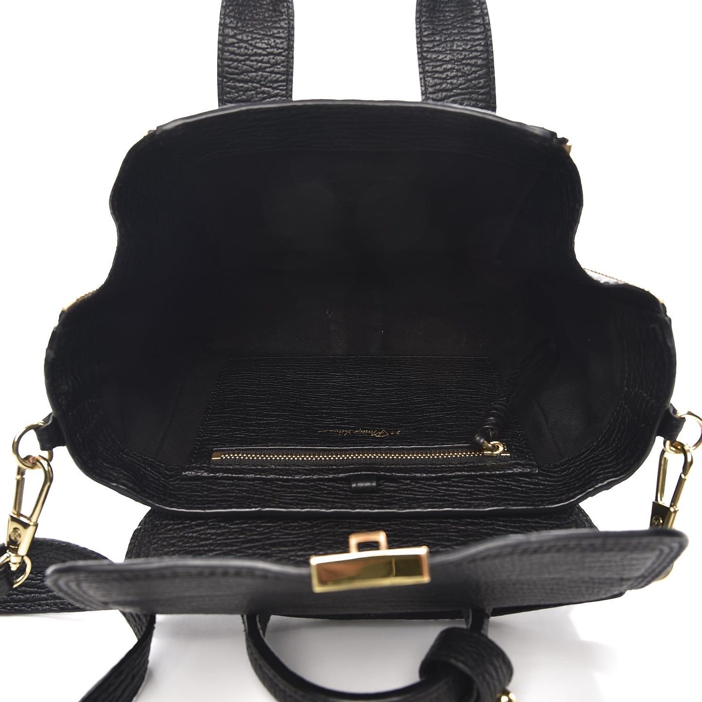 3.1 Textured Calfskin Mini Pashli Satchel Black