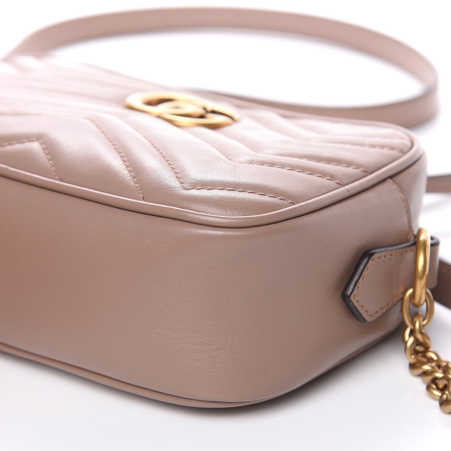 Gucci Calfskin Matelasse Mini GG Marmont Chain Shoulder Bag Porcelain Rose 9 of 10