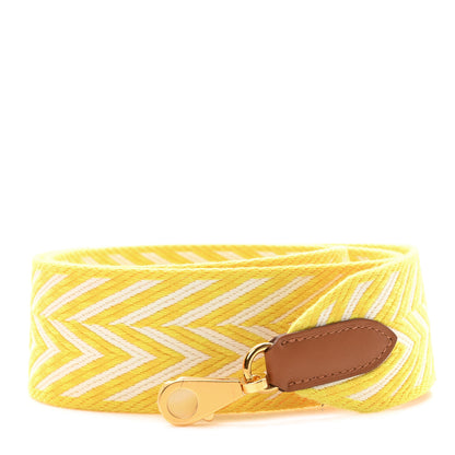 Hermes Toile Swift 50mm Sangle ZigZag Shoulder Strap Jaune Citron White Gold 1 of 4