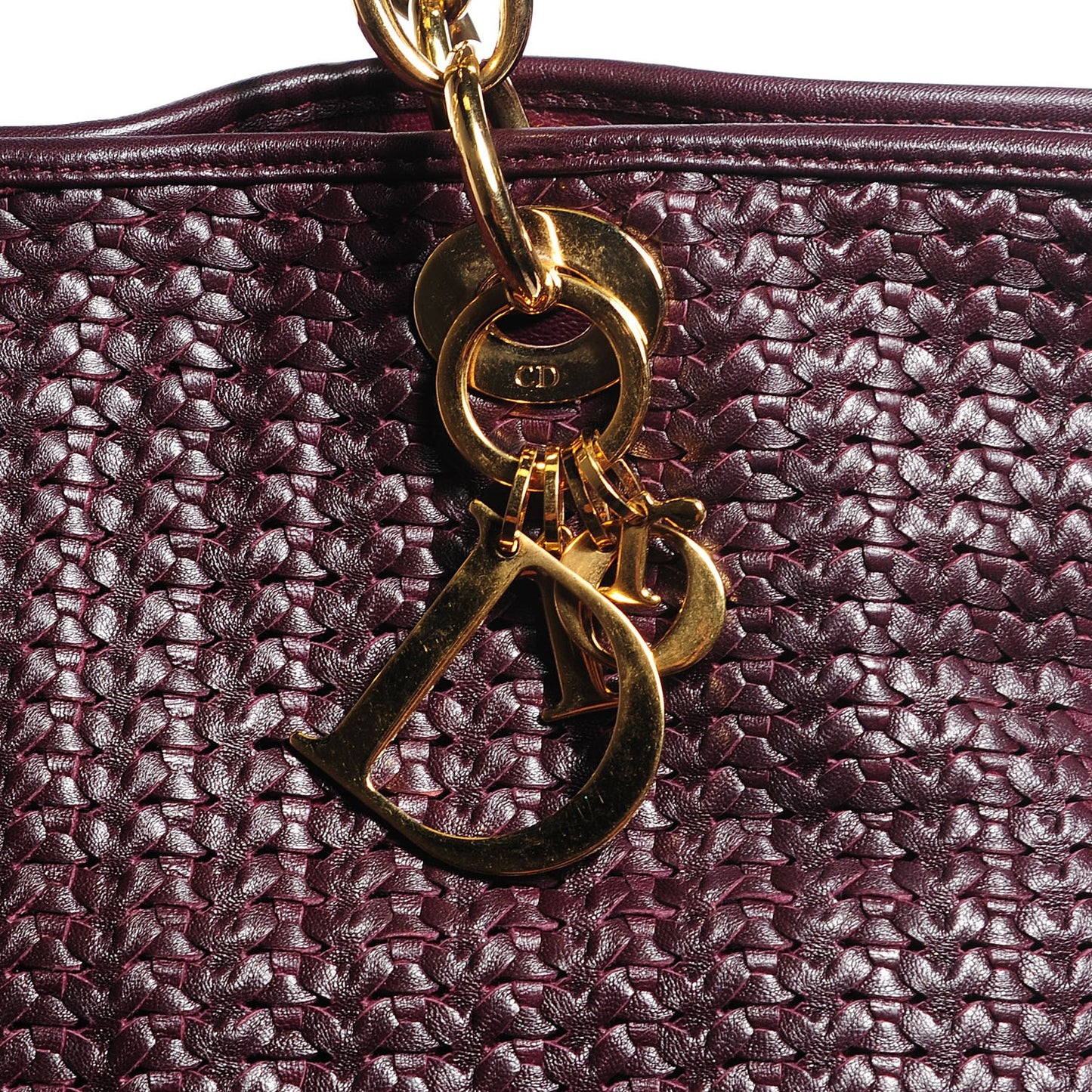 Lambskin Woven Large Dior Soft Tote Burgundy