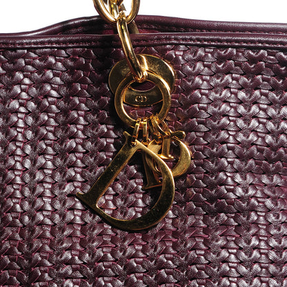 Christian Dior Lambskin Woven Large Dior Soft Tote Burgundy 8 of 8