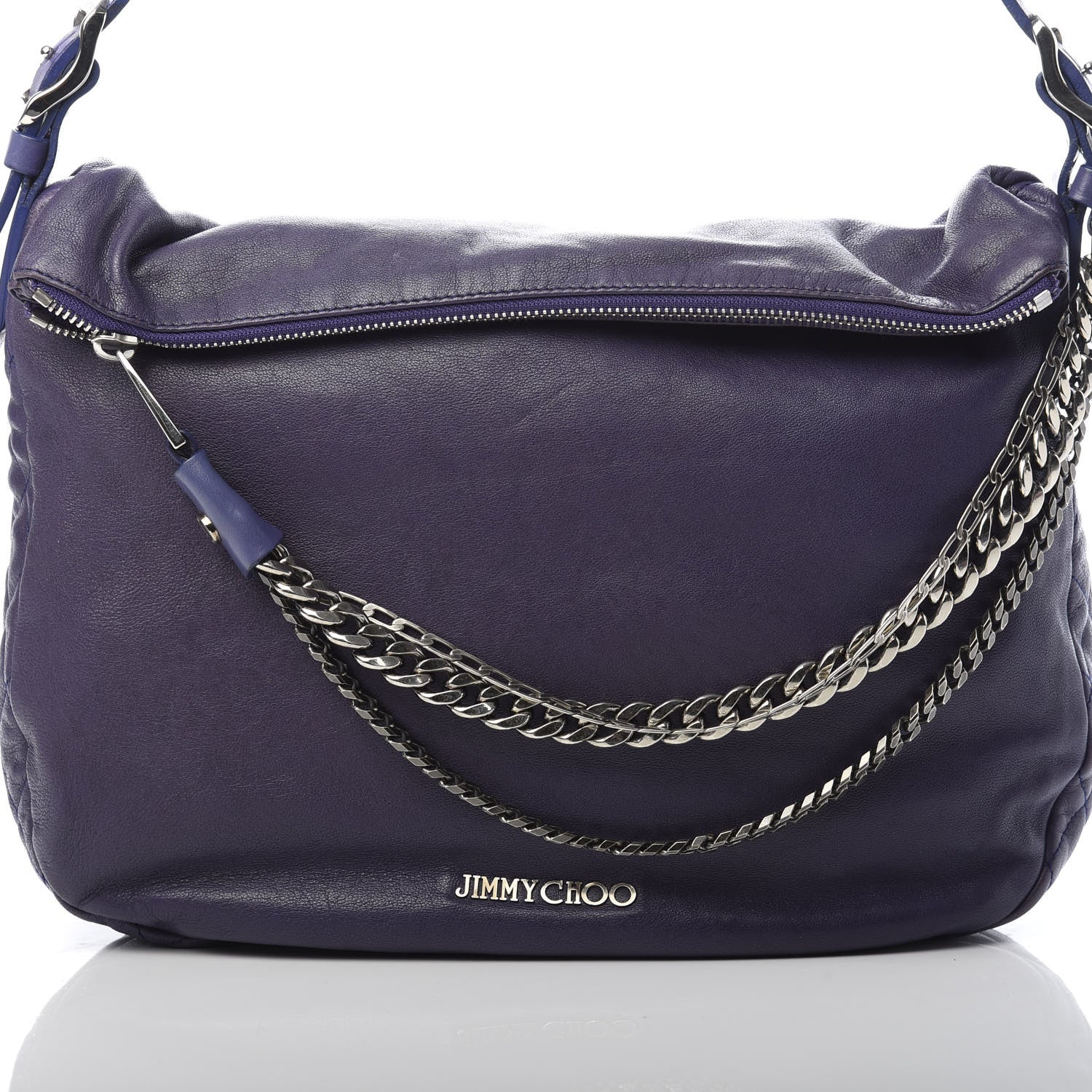 Jimmy Choo Lambskin Small Biker Hobo Purple 7 of 12