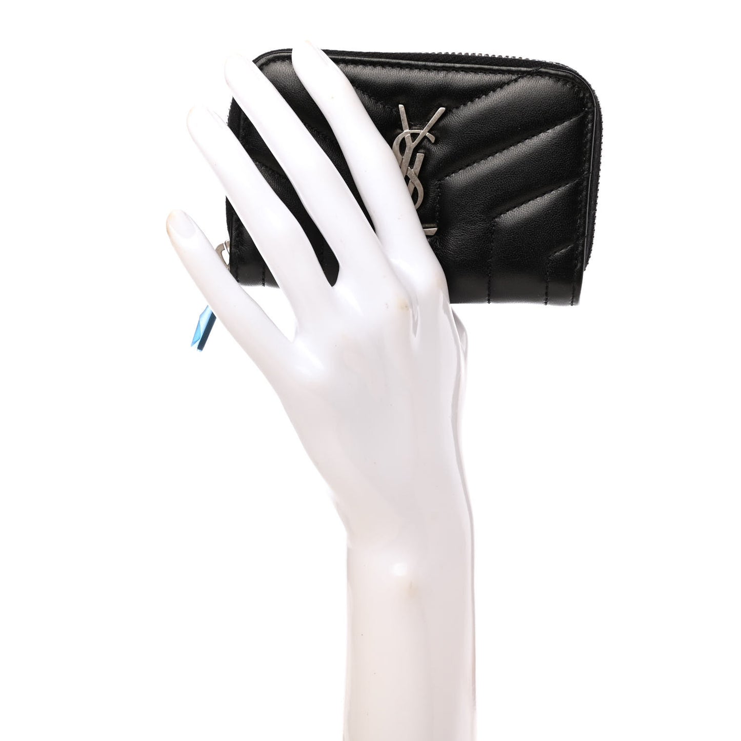 Lambskin Y Quilted Monogram LouLou Zip Coin Purse Black