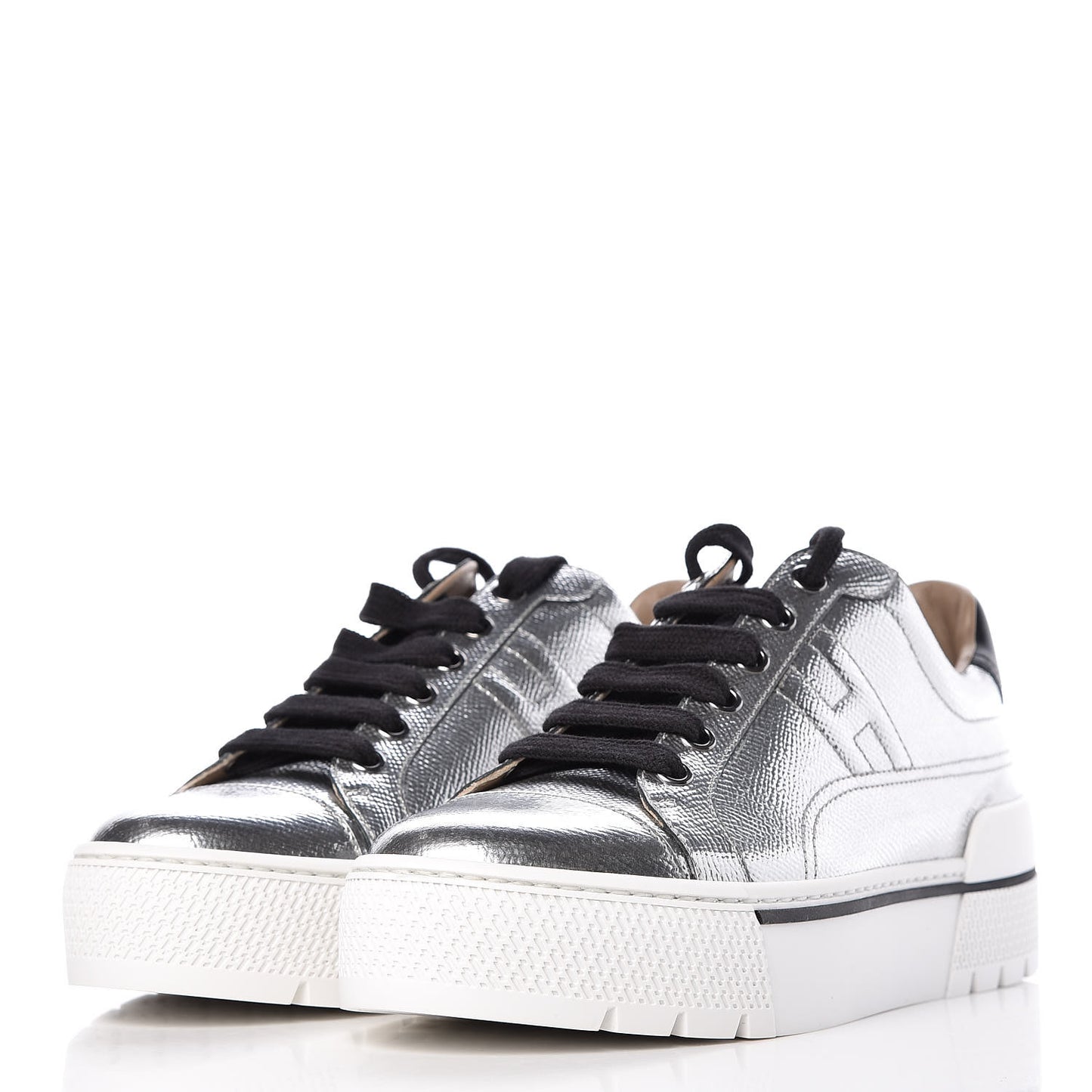 Metallic Epsom Womens Voltage Sneakers 36 Gris Argente Vieilli Black