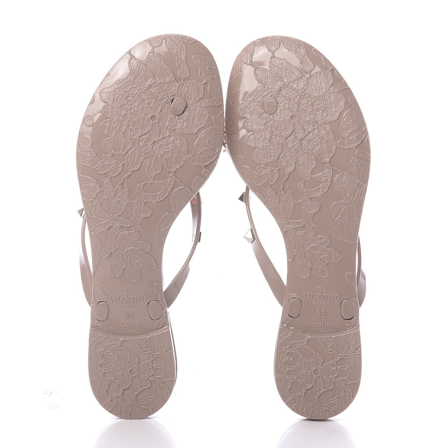 PVC Jelly Rockstud Bow Thong Sandals 38 Poudre