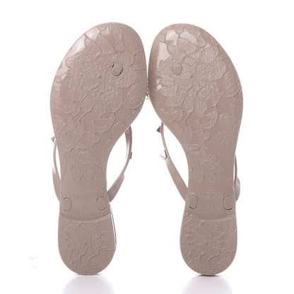 Valentino Garavani PVC Jelly Rockstud Bow Thong Sandals 38 Poudre 5 of 8