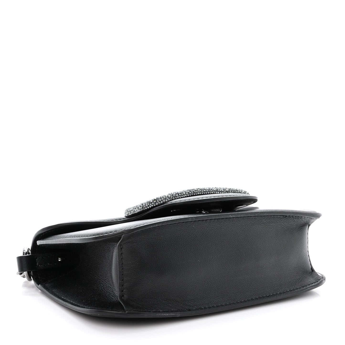 Calfskin Crystal Vlogo Small Loco Shoulder Bag Black