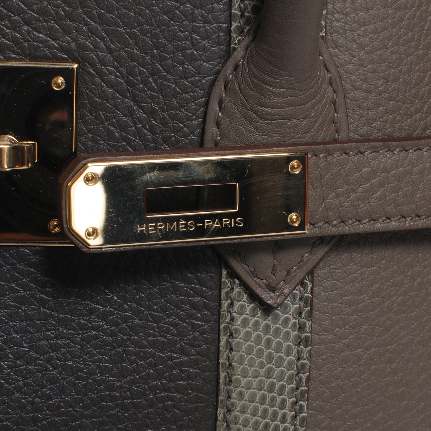 Hermes Taurillon Clemence Lizard Club Birkin 35 Etain Graphite 6 of 10