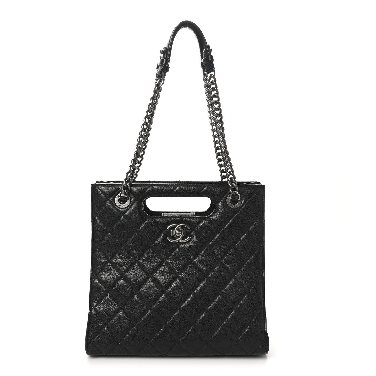 Chanel Goatskin Quilted Small Perfect Edge Shopping Tote Black 1 of 10