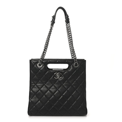 Chanel Goatskin Quilted Small Perfect Edge Shopping Tote Black 1 of 10