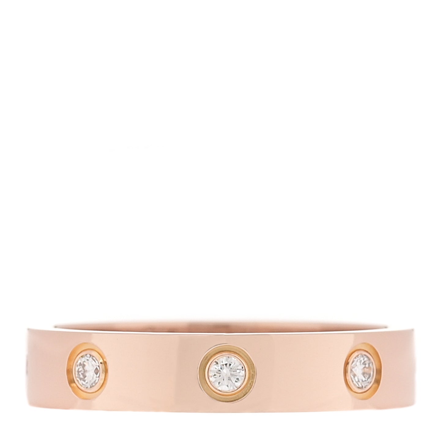 18K Pink Gold 8 Diamond 4mm LOVE Wedding Band Ring 53 6.5