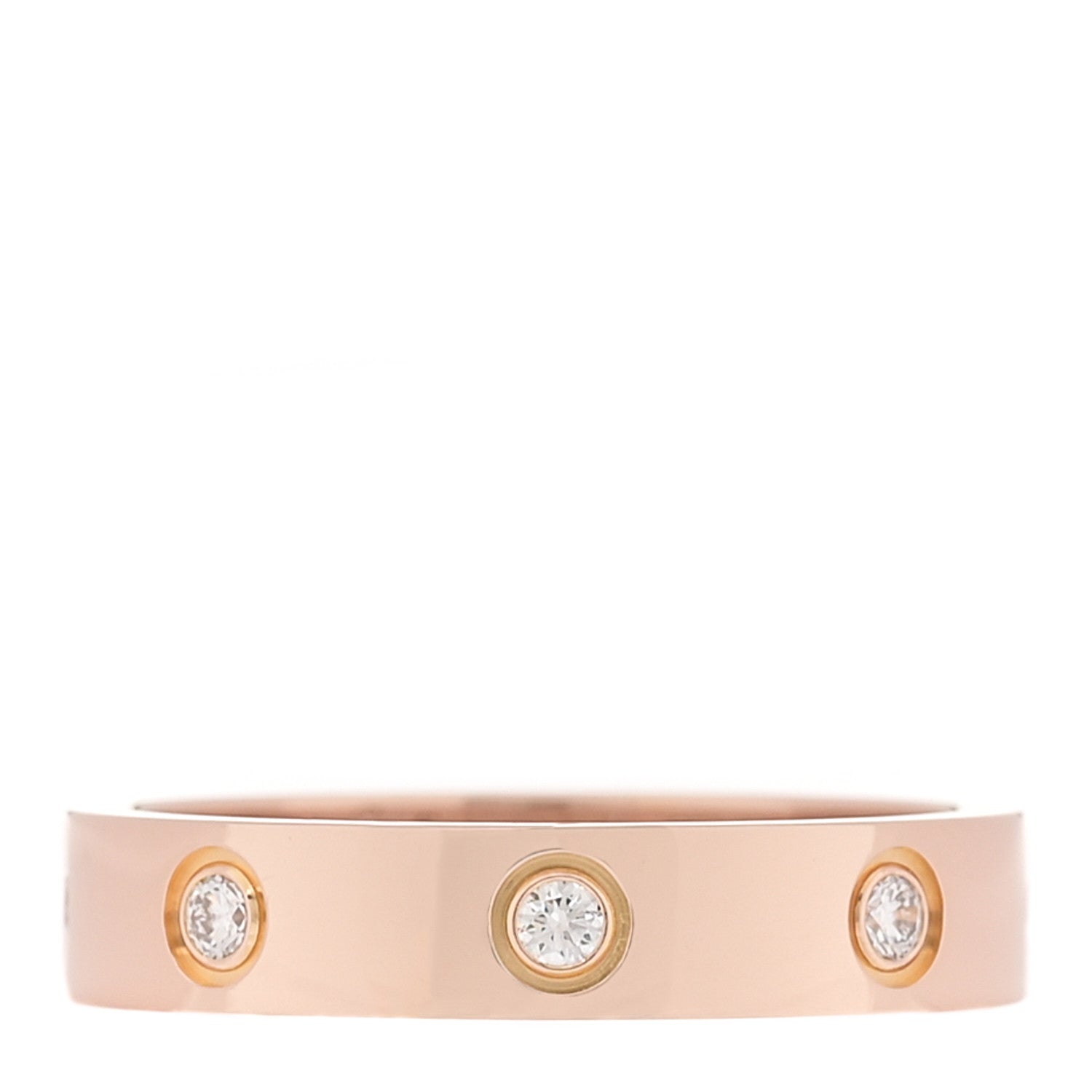 Cartier 18K Pink Gold 8 Diamond 4mm LOVE Wedding Band Ring 53 6.5 1 of 4