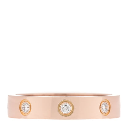 Cartier 18K Pink Gold 8 Diamond 4mm LOVE Wedding Band Ring 53 6.5 1 of 4