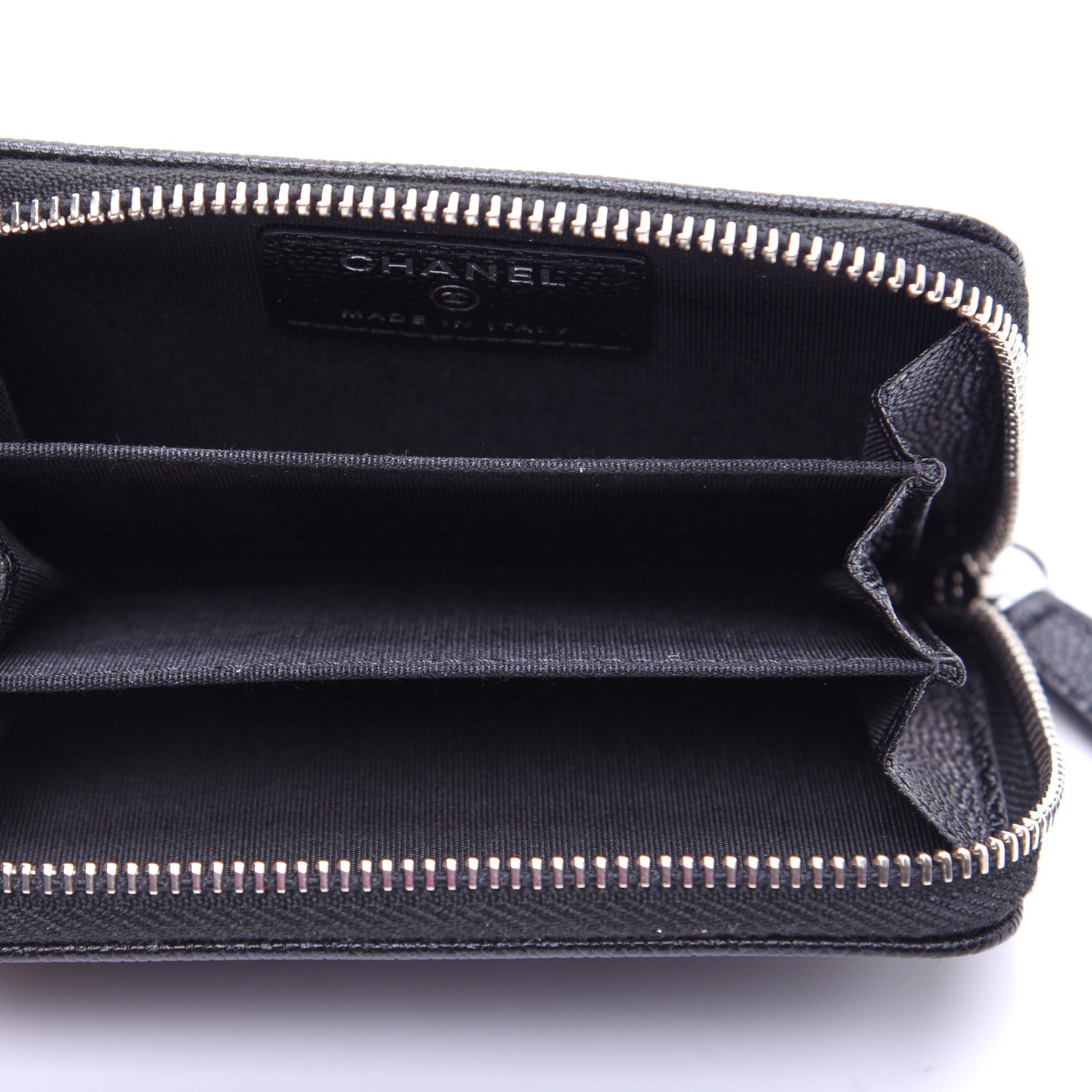Chanel Caviar CC Small Zip Around Coin Purse Black Blue Green 5 of 11