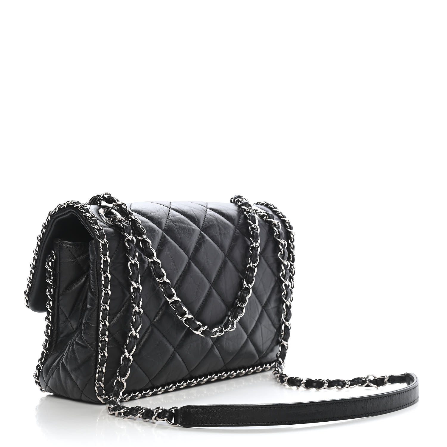 Chanel Crumpled Calfskin Medium Chain Flap Black 3 of 9