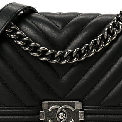 Chanel Lambskin Chevron Quilted Medium Boy Flap Black 7 of 9