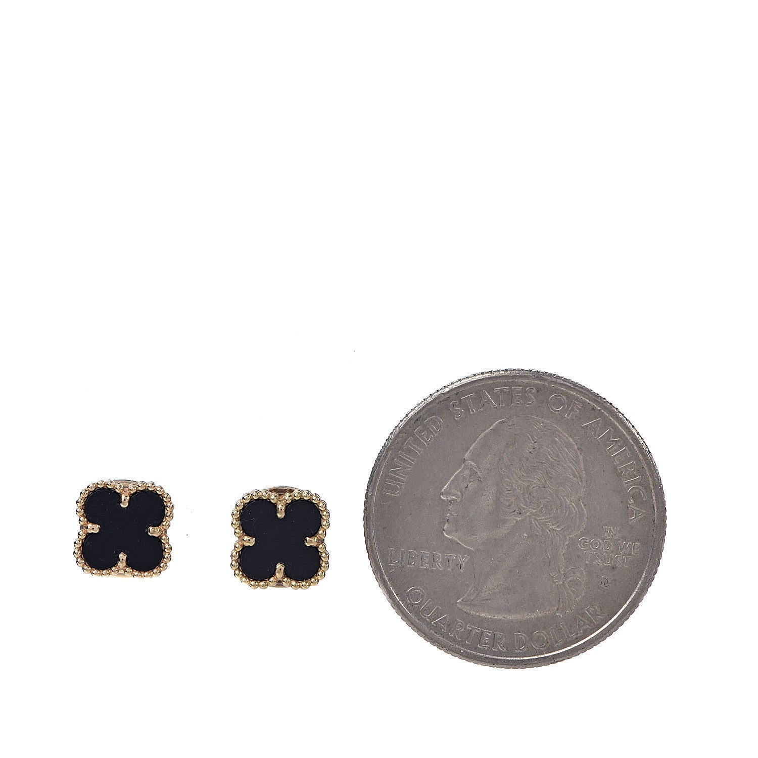 Van Cleef & Arpels 18K Yellow Gold Black Onyx Sweet Alhambra Earrings 2 of 5