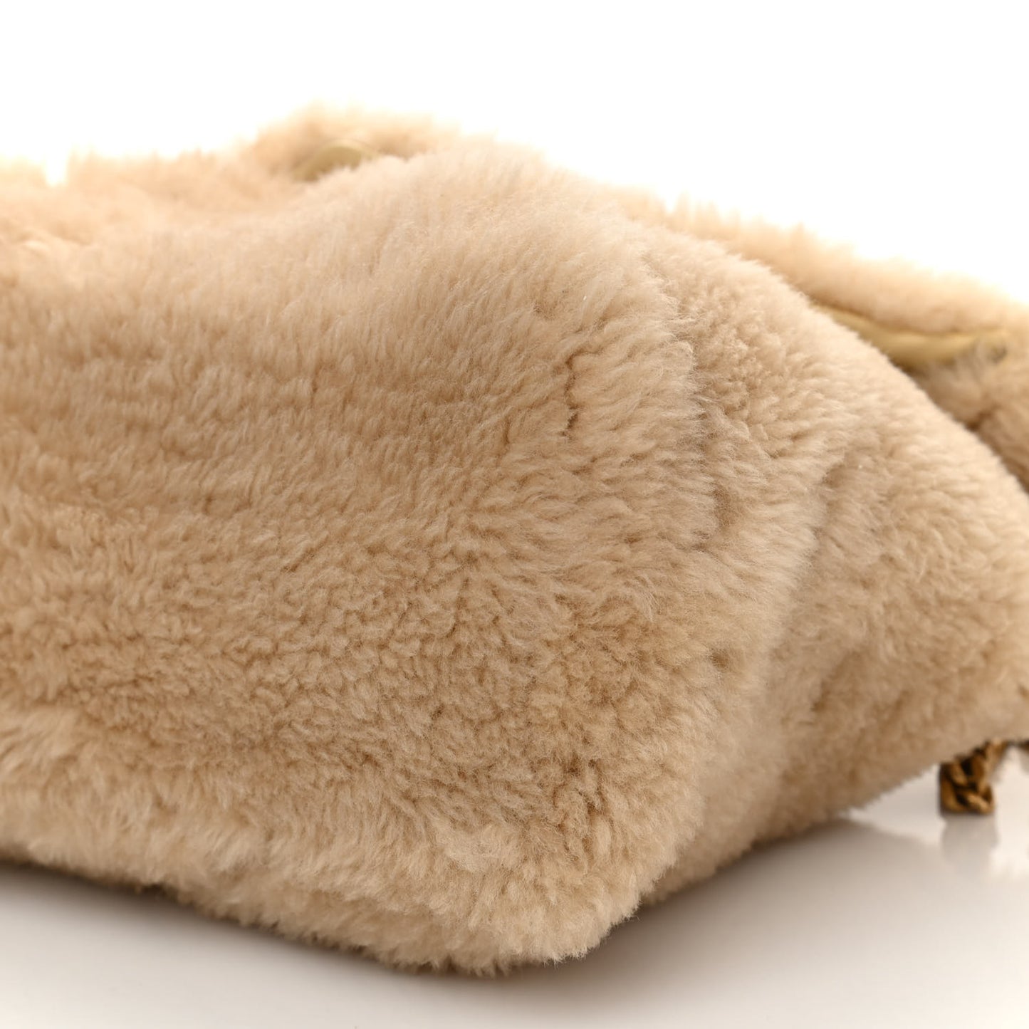 Shearling Quilted Small Loulou Monogram Chain Satchel Natural Beige