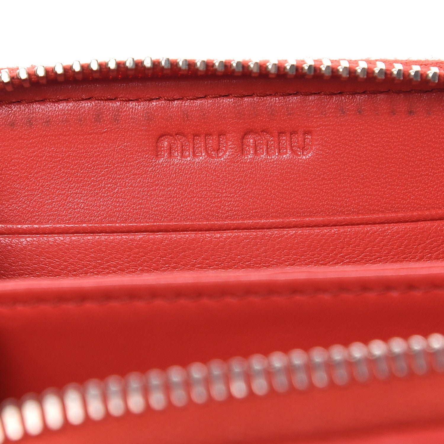 Miu Miu Nappa Matelasse Zip Around Compact Wallet Fuoco 6 of 14