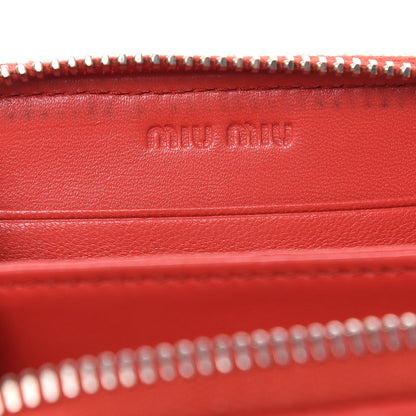 Miu Miu Nappa Matelasse Zip Around Compact Wallet Fuoco 6 of 14