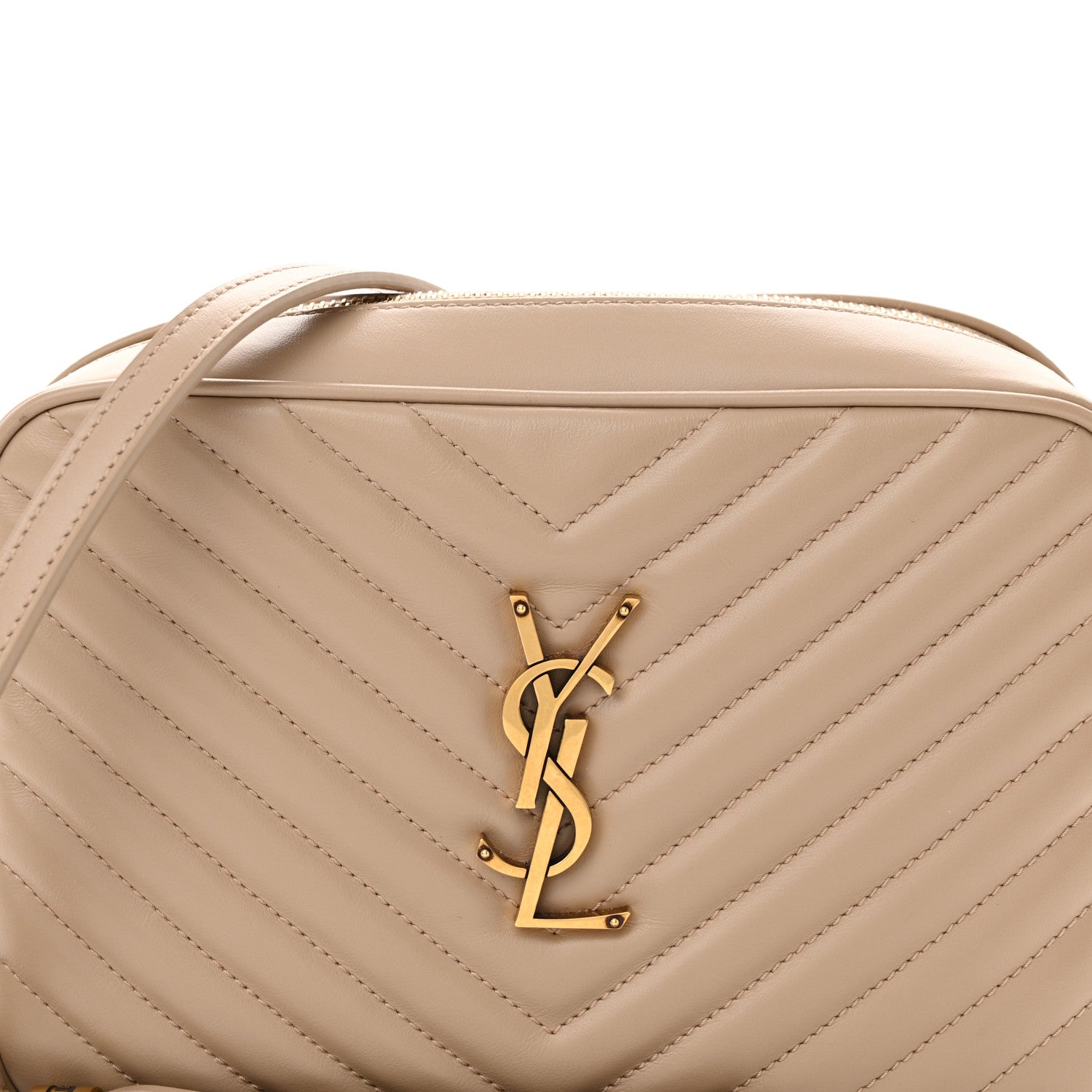 Saint Laurent Calfskin Matelasse Monogram Lou Camera Bag Dark Beige 8 of 13