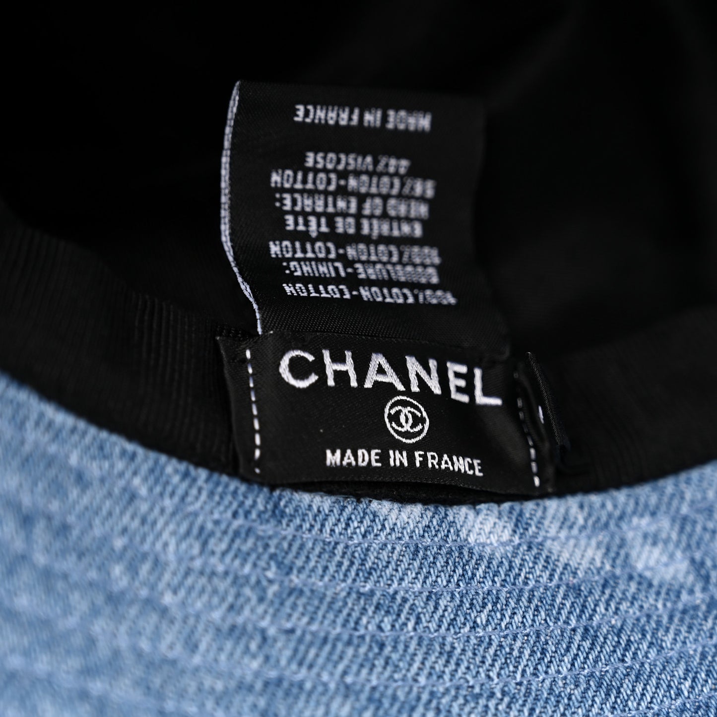 Denim Printed Bucket Hat S Blue