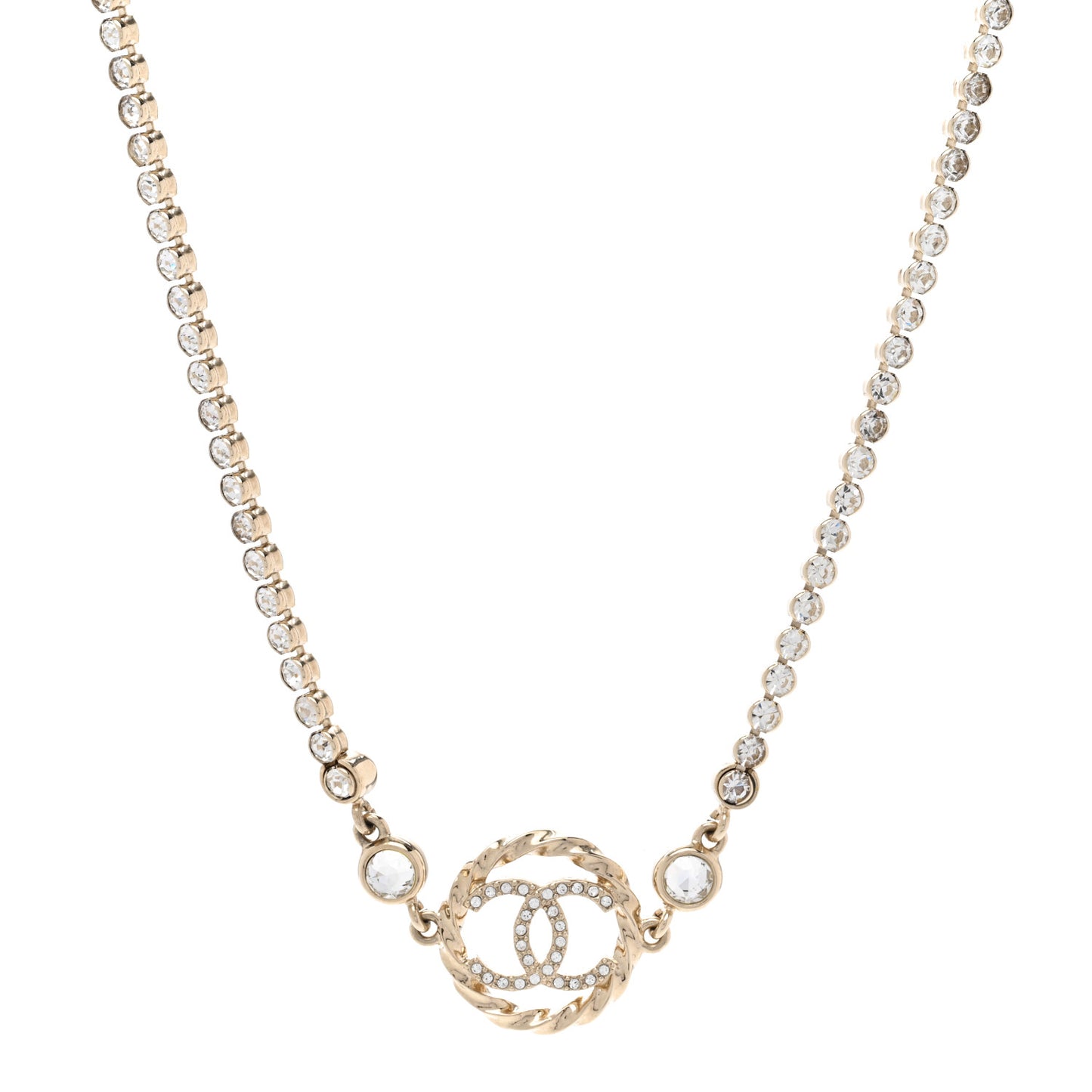 Metal Crystal CC Choker Necklace Gold