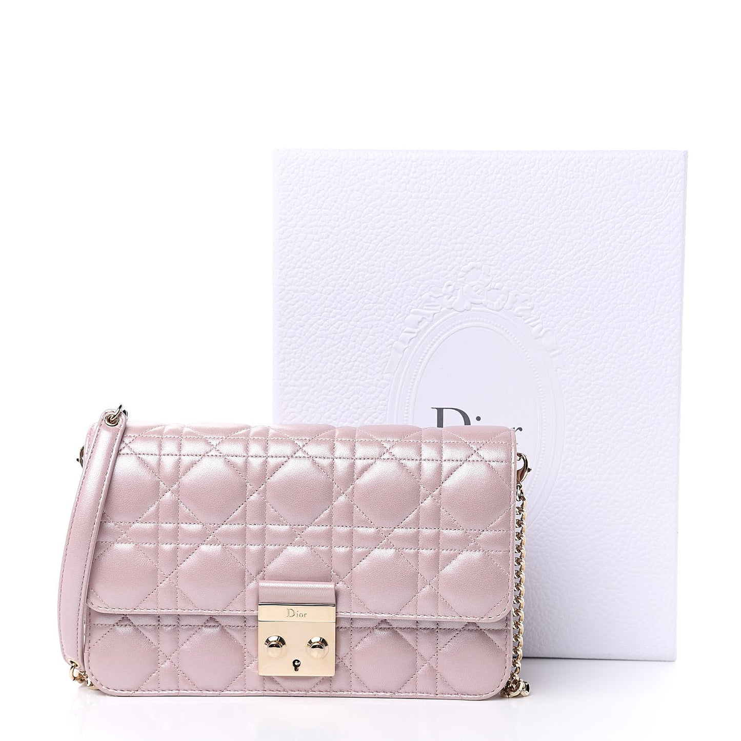 Pearly Lambskin Cannage Miss Dior Promenade Pouch Lotus