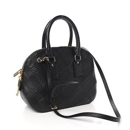 Burberry Heritage Grain Check Embossed Small Orchard Bowling Bag Black 2 of 10