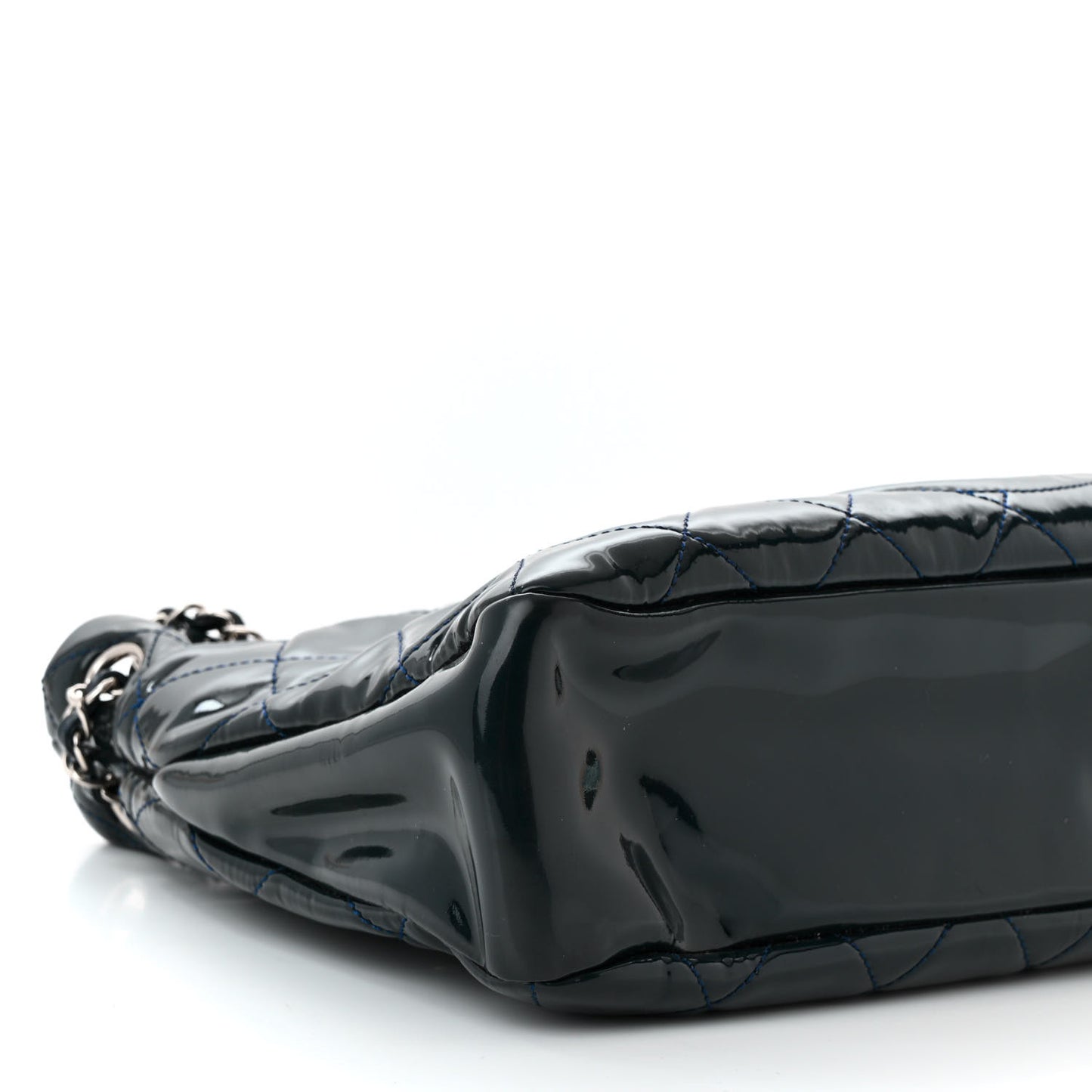 Patent Quilted Timeless CC Soft Tote Blue