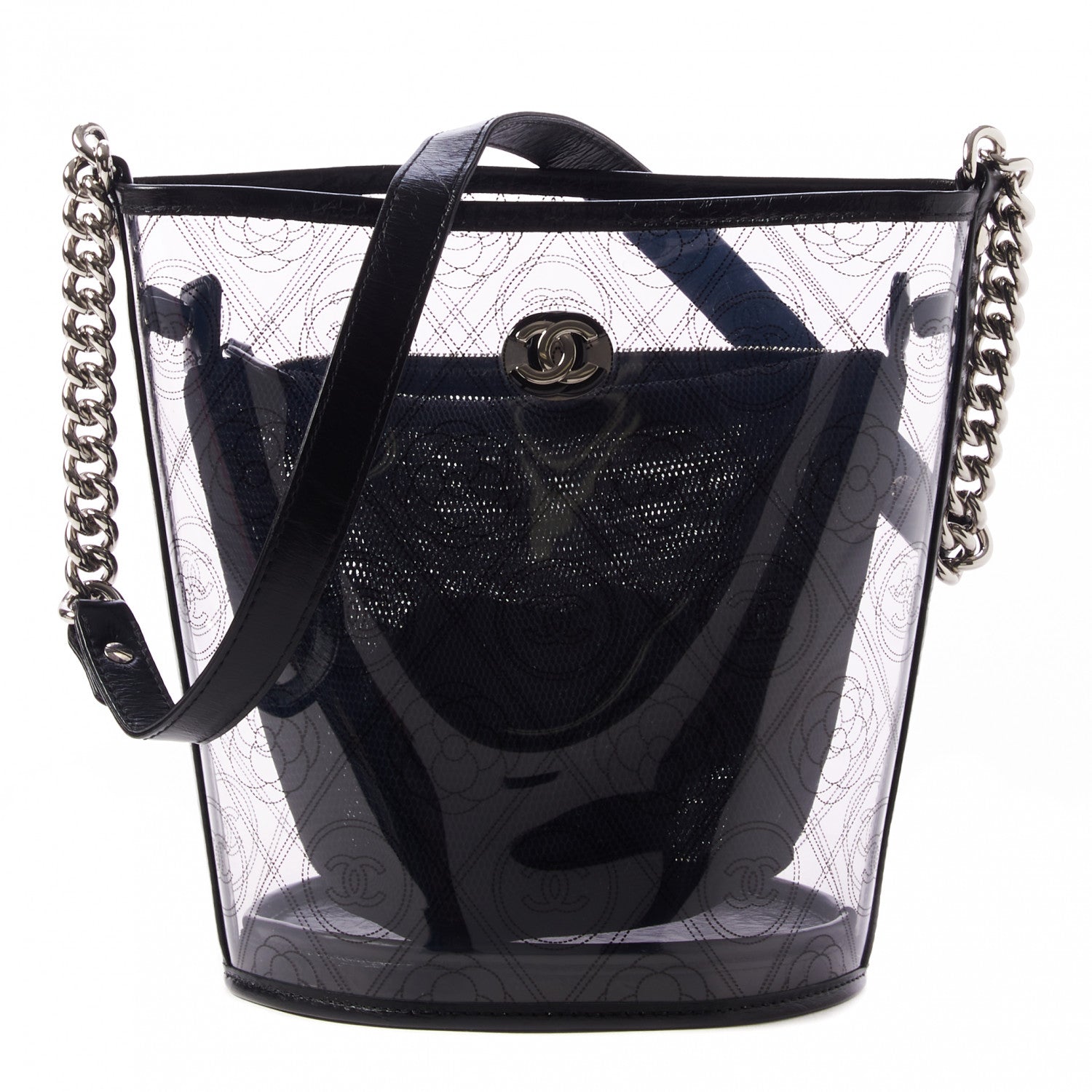 Chanel Crumpled Calfskin PVC Bucket Bag Black 1 of 10