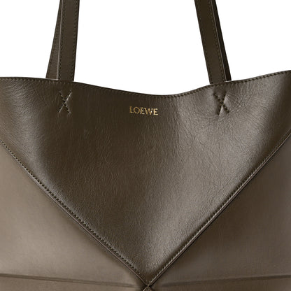 Loewe Shiny Calfskin Medium Puzzle Fold Tote Dark Khaki Green 7 of 9