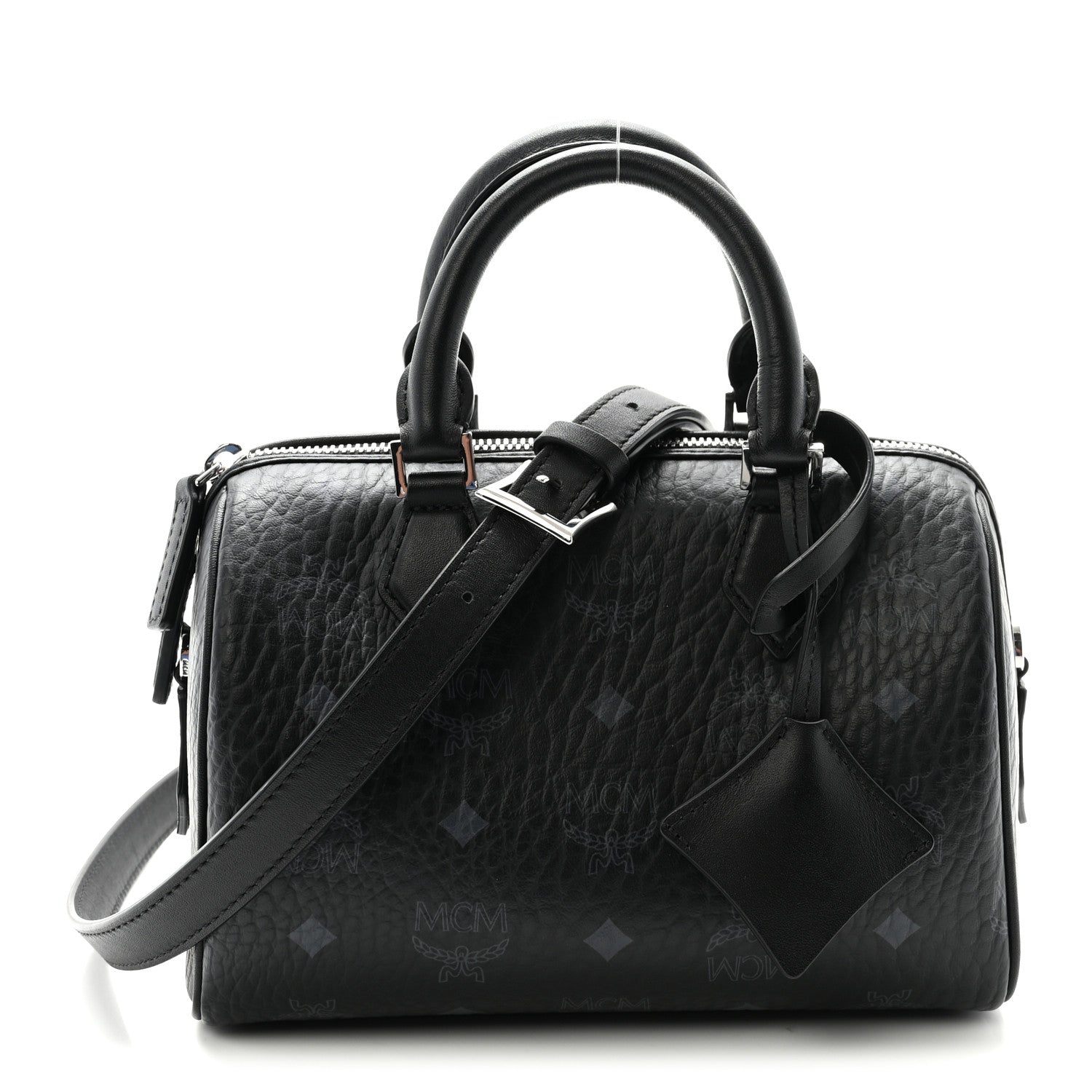 MCM Visetos Small Ella Boston Bag Black 1 of 9