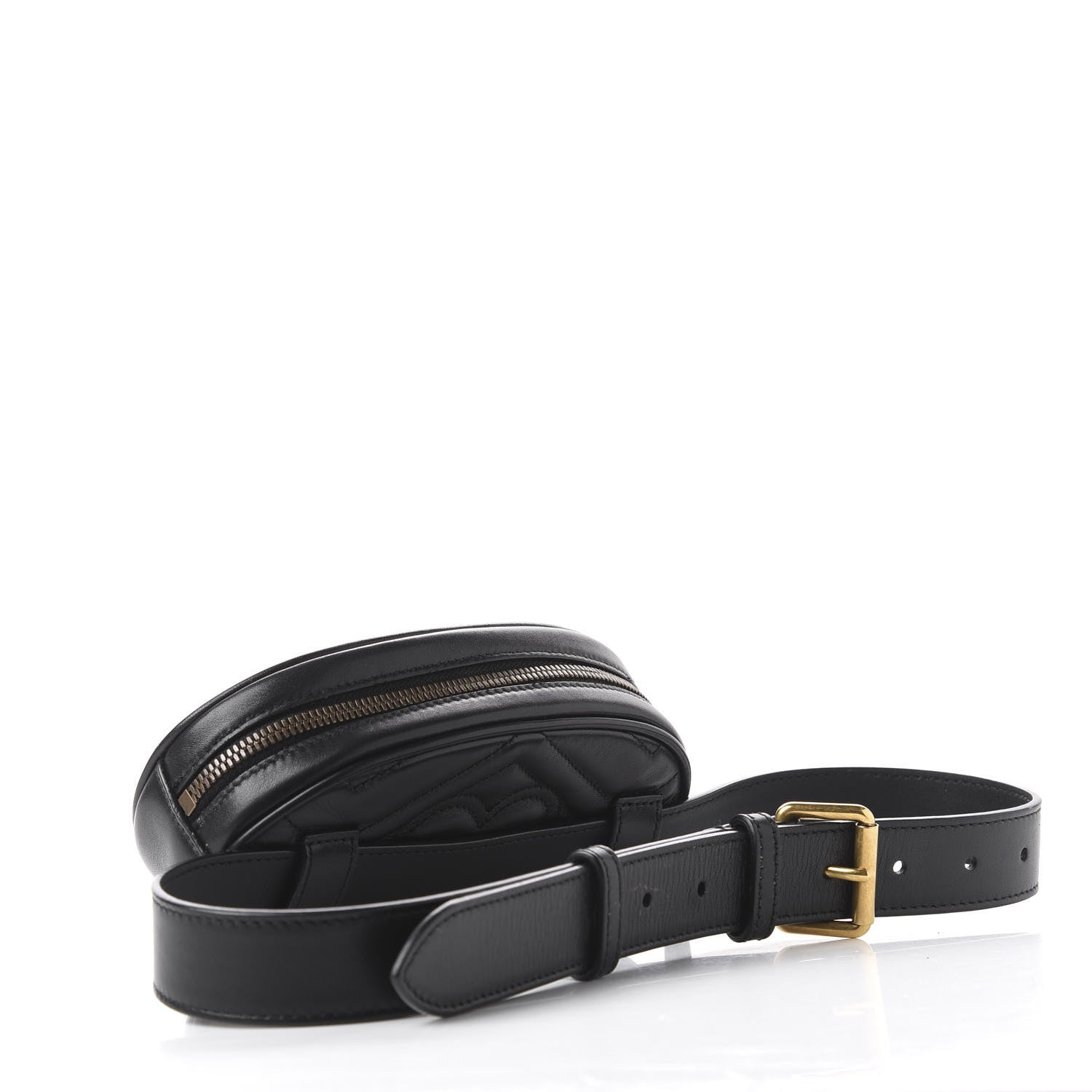 Gucci Calfskin Matelasse GG Marmont Belt Bag 75 30 Black 2 of 11
