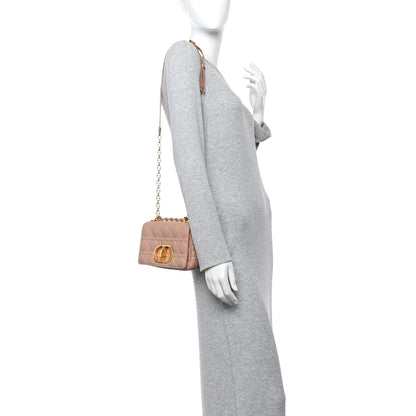 Christian Dior Calfskin Cannage Small Caro Bag Rose De Vents 2 of 11