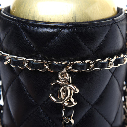Chanel Lambskin Quilted CC To Drink Water Bottle Black Gold 9 of 15