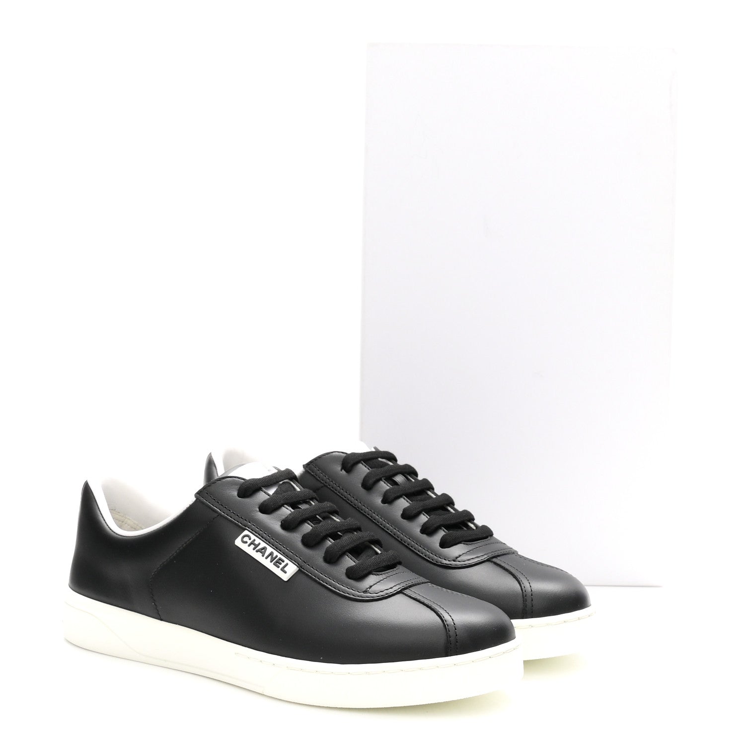 Chanel Calfskin CC Womens Sneakers 38 Black 10 of 10