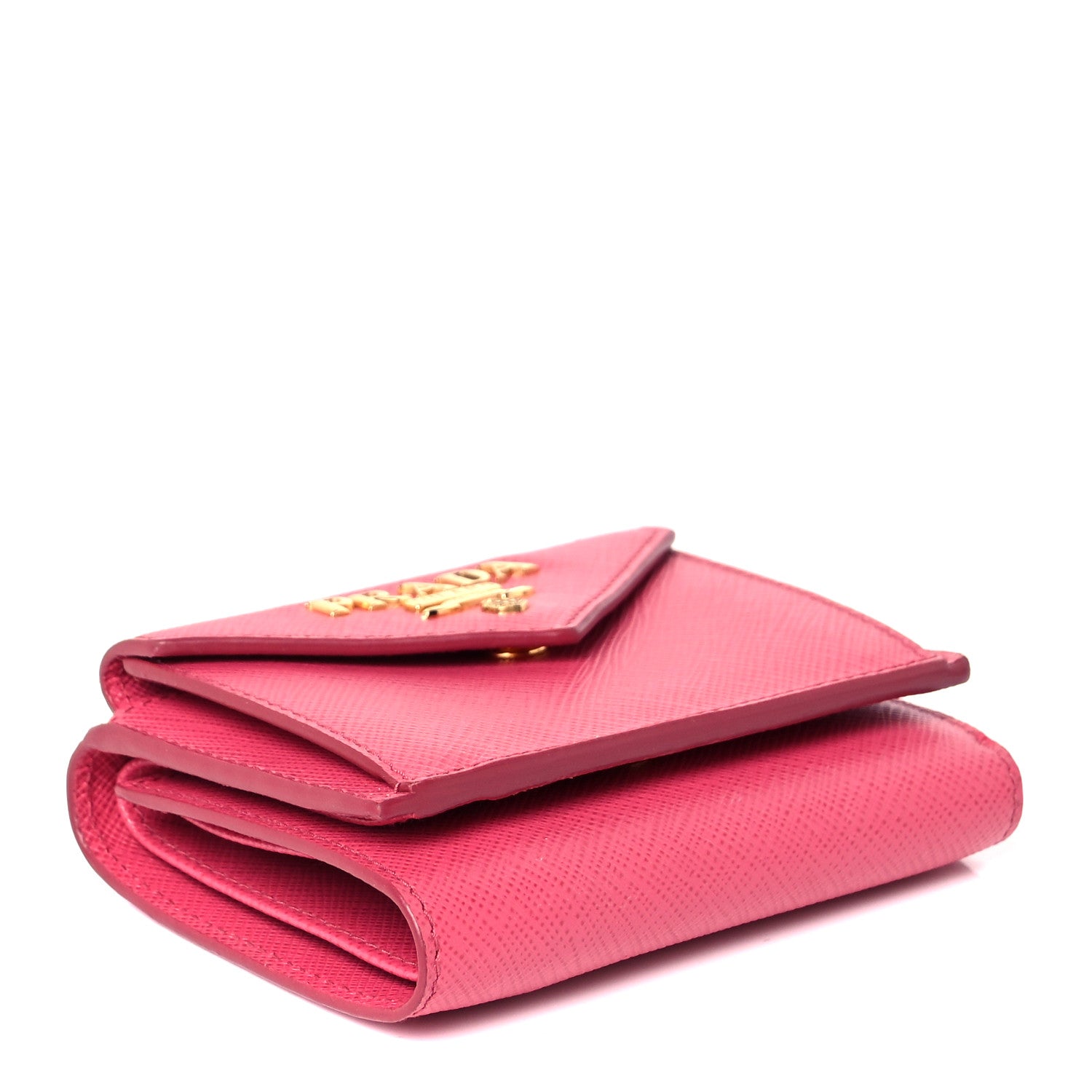 Prada Saffiano Metal Small Tri-Fold Wallet Peonia 6 of 15