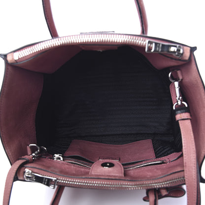 Prada Glace Calf Small Twin Pocket Tote Pink 4 of 10