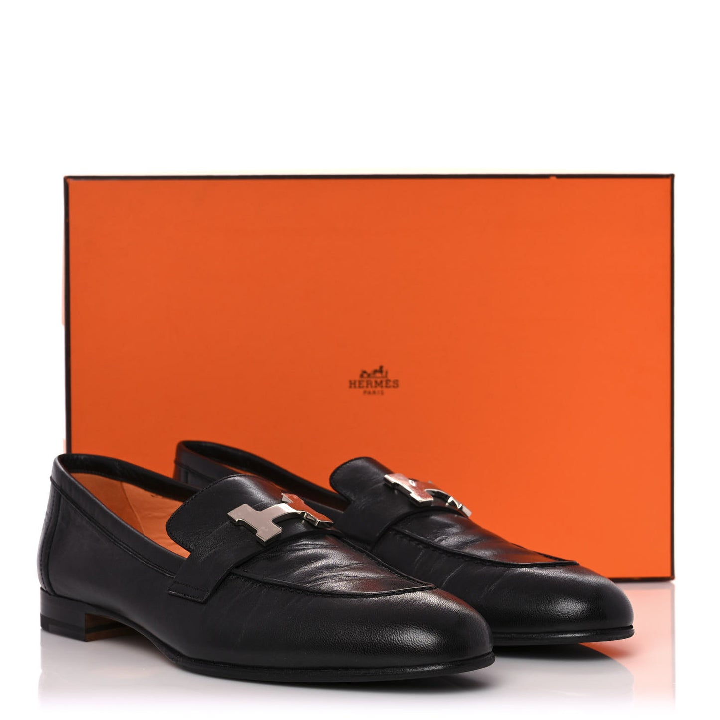 Goatskin Womens Paris Loafers 38.5 Black